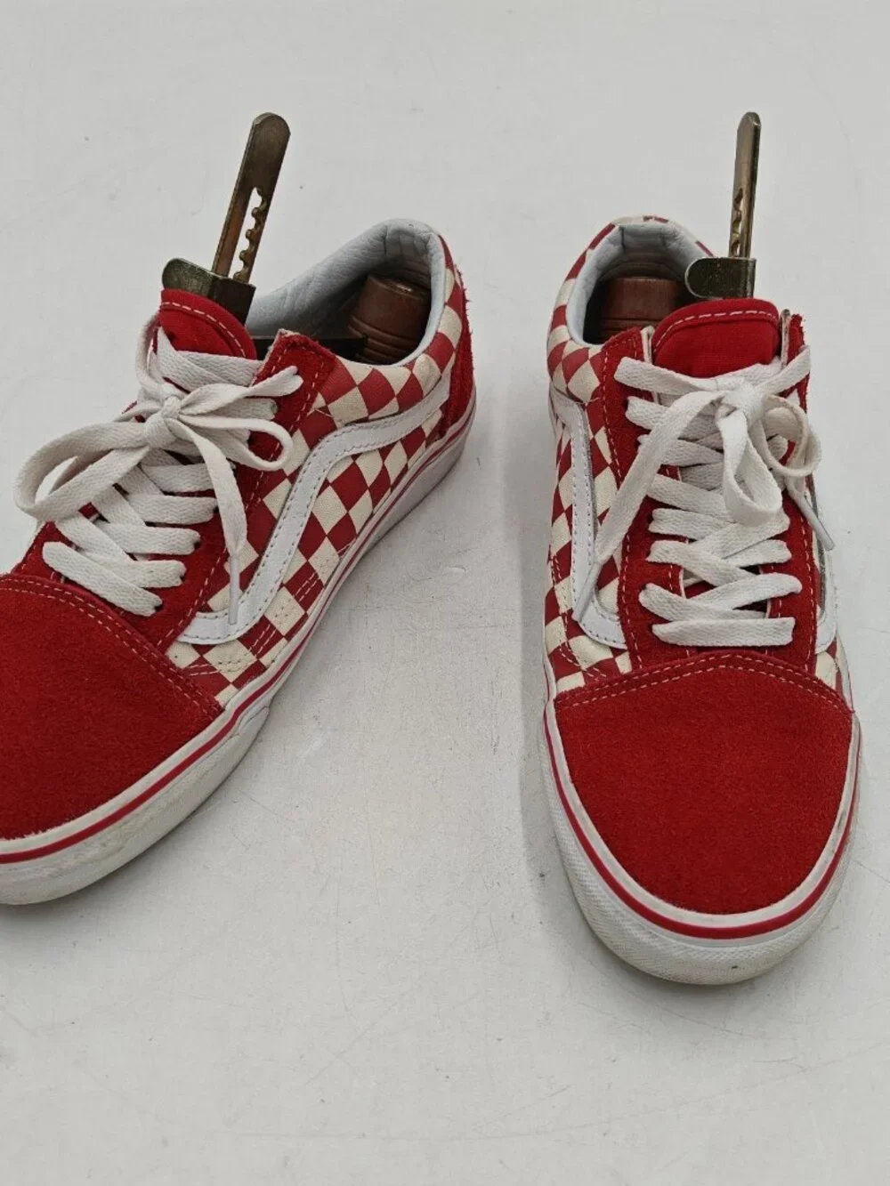 Vans Old Skool Red White Checkerboard Mens 6.5 Womens 8 500714 EUC Box